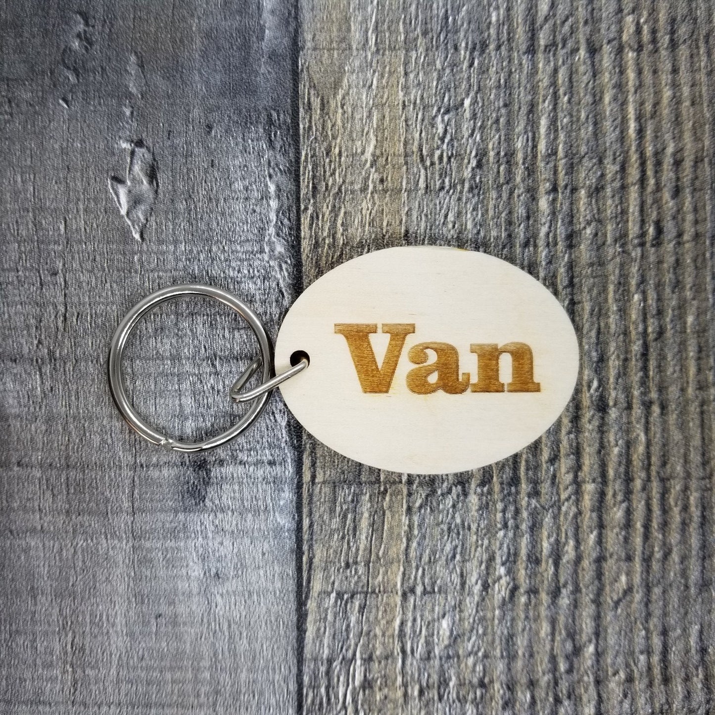 Van Wood Keychain Key Ring Keychain Gift - Key Chain Key Tag Key Ring Key Fob - Van Text Key Marker