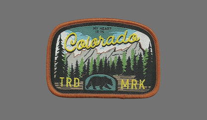 Colorado Patch – CO Travel Souvenir Patch 3" Iron On Sew On Embellishment Applique My Heart is in Colorado Trees Mountains Bear