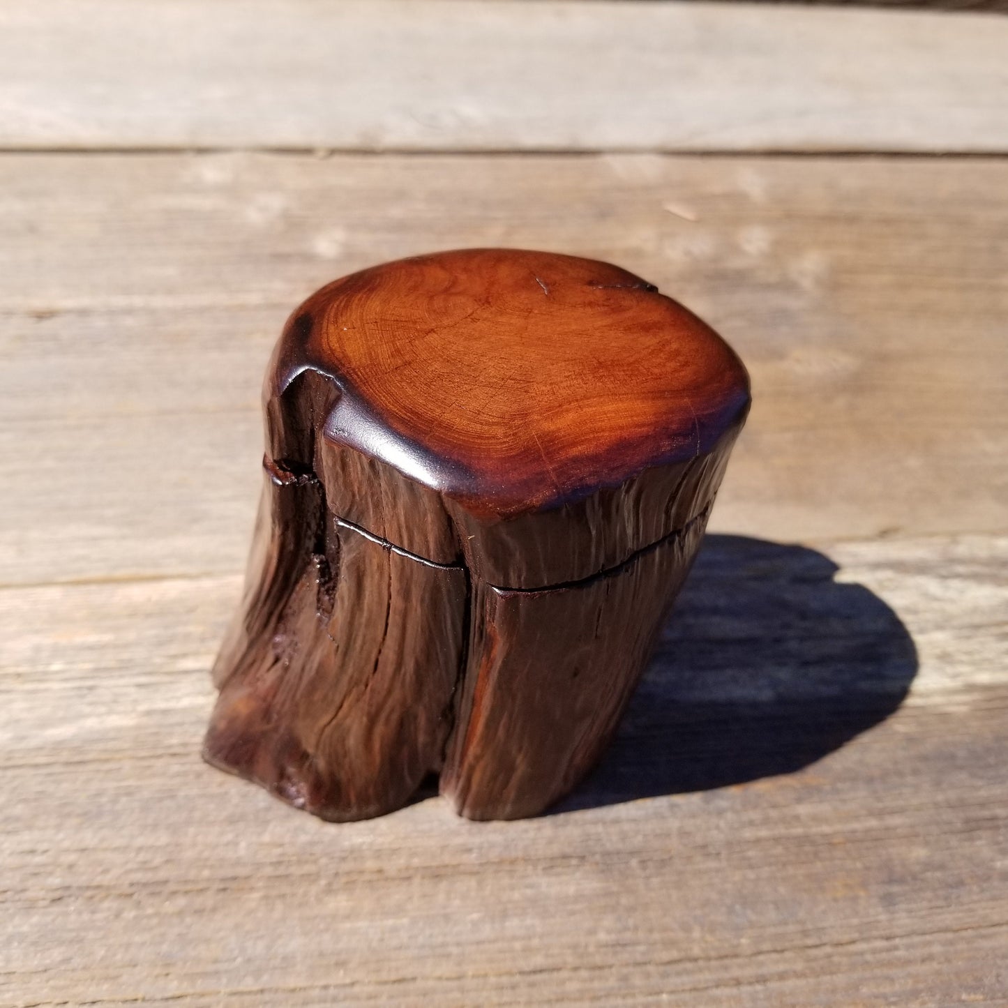 Wood Ring Box Redwood Rustic Handmade California Storage Live Edge Mini #371 Birthday Gift Christmas Gift Mother's Day Gift