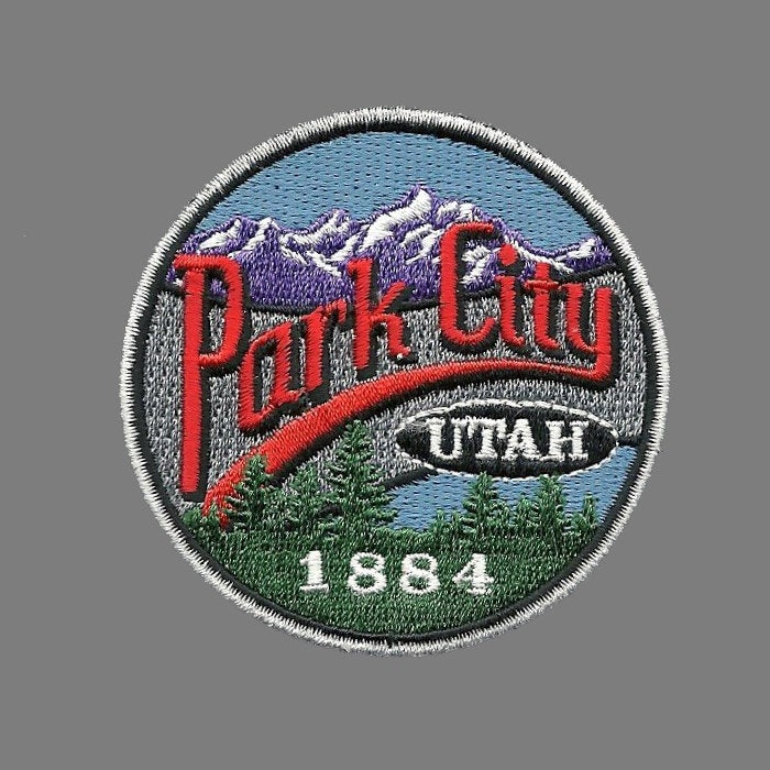 Park City Utah Patch – Mountain Resort Logo UT – Travel Patch Iron On – UT Souvenir Patch – Travel Gift 2.5″ Circle Embellishment Applique