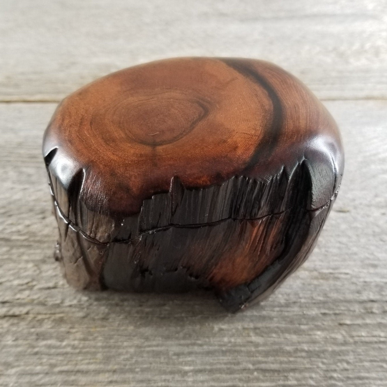 Wood Ring Box Redwood Rustic Handmade Token Ashes #289