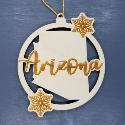 Wholesale Arizona Ornament - State Shape with Snowflakes Cutout AZ Souvenir