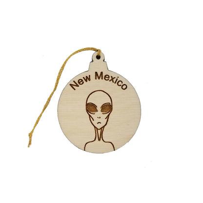 Alien New Mexico Christmas Ornament Wood Laser Cut Handmade in USA Travel Gift Souvenir Memento NM