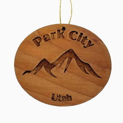 Park City Ornament Handmade Wood Ornament Utah Souvenir UT Mountain Resort Ski Skiing Skier Gift