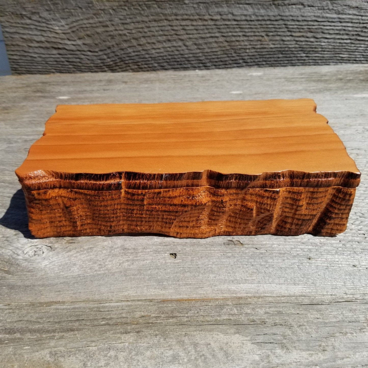 Wood Jewelry Box Redwood Rustic Handmade California Storage Live Edge #270 5th Anniversary Gift Stash Box Birthday Gift