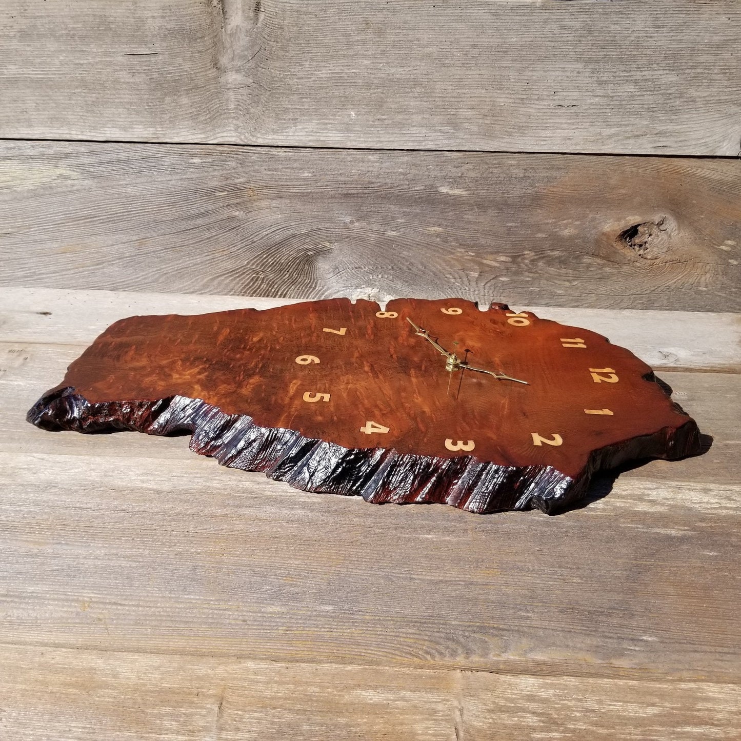 Wood Wall Clock Redwood Burl Handmade Rustic Slab #490 Anniversary Gift Birthday Gift Christmas Gift Wood Wall Art LG Clock