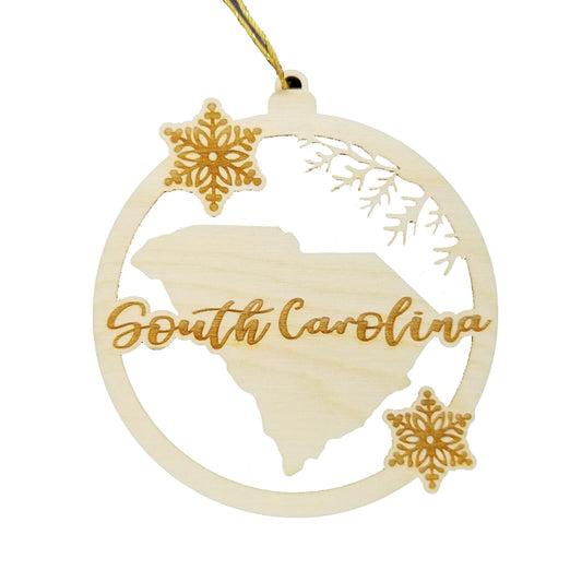 Wholesale South Carolina Ornament - State Shape with Snowflakes Cutout SC Souvenir