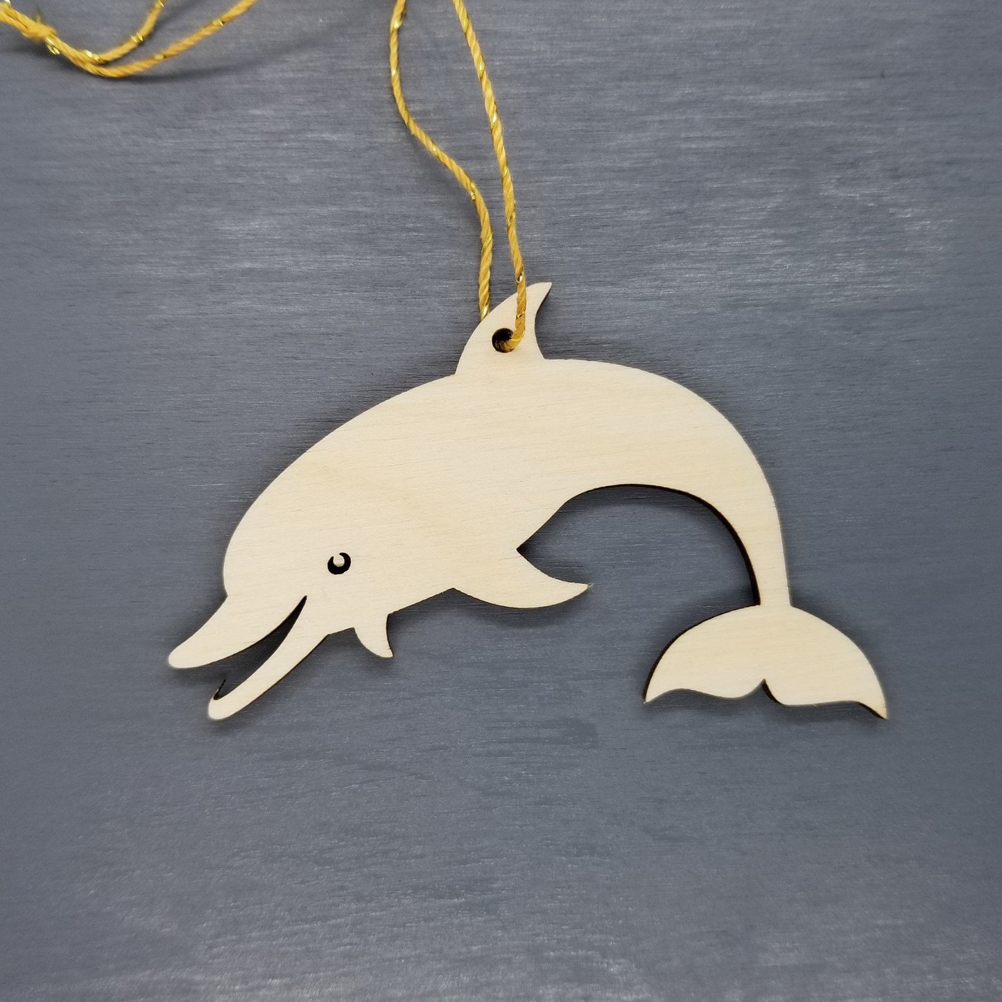 Wholesale Dolphin Ornament - Smiling Dolphin Horizontal Wood Souvenir