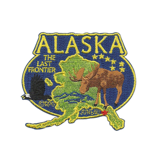 Alaska Patch – AK State Travel Patch Souvenir Applique 3" Iron On The Last Frontier Moose Eagle Mountains