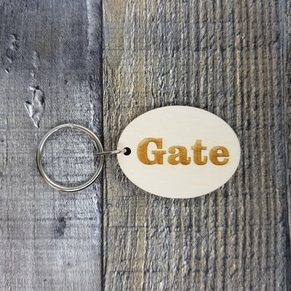 Gate Wood Keychain Key Ring Keychain Gift - Key Chain Key Tag Key Ring Key Fob - Gate Text Key Marker