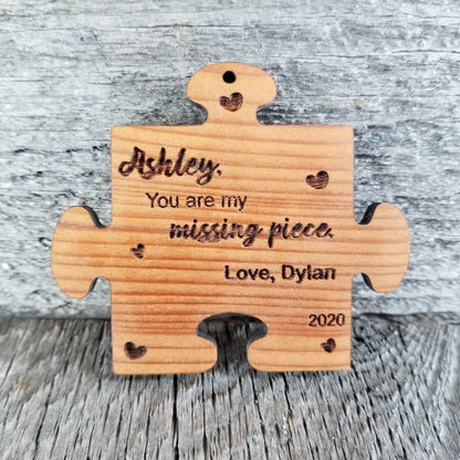 Anniversary Gift Ornament You Are My Missing Piece Wood Puzzle Piece Christmas