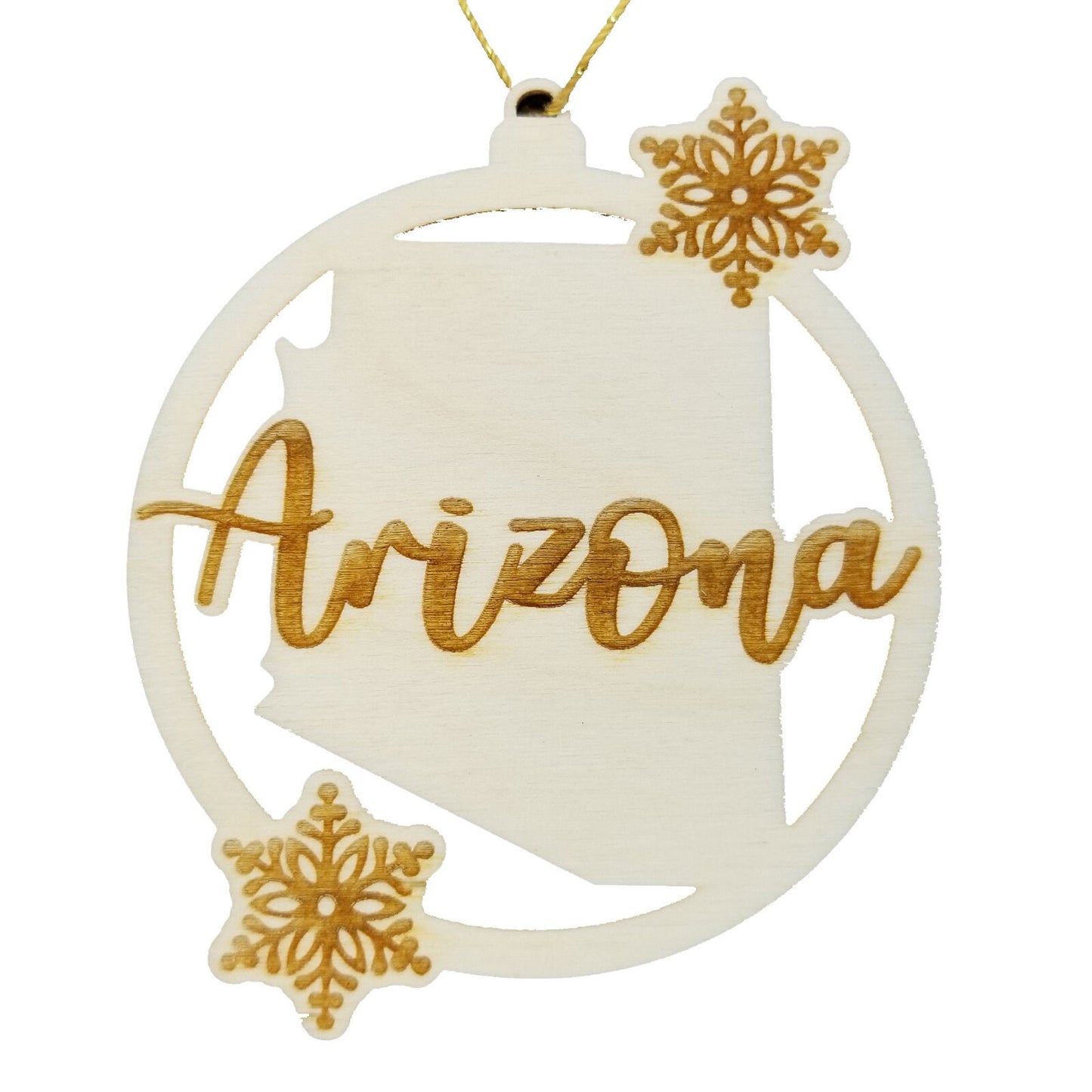 Wholesale Arizona Ornament - State Shape with Snowflakes Cutout AZ Souvenir