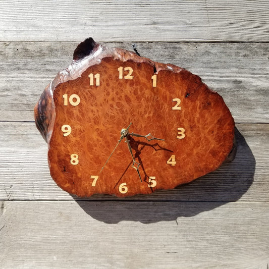 Wood Wall Clock Redwood Burl Hanging Rustic Anniversary Gift One of a Kind Unique Gift #427 Handmade Mini