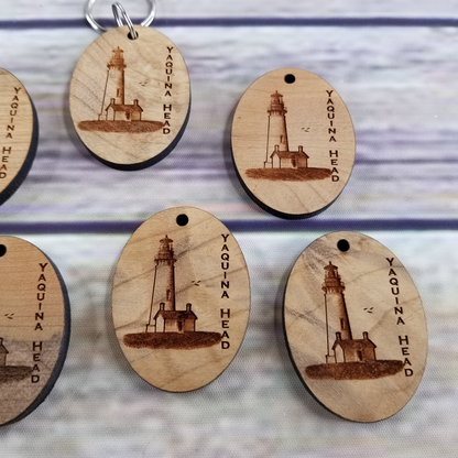 Yaquina Head Lighthouse Wood Keychain Tallest Lighthouse Myrtlewood Oregon Coast Souvenir Travel Gift