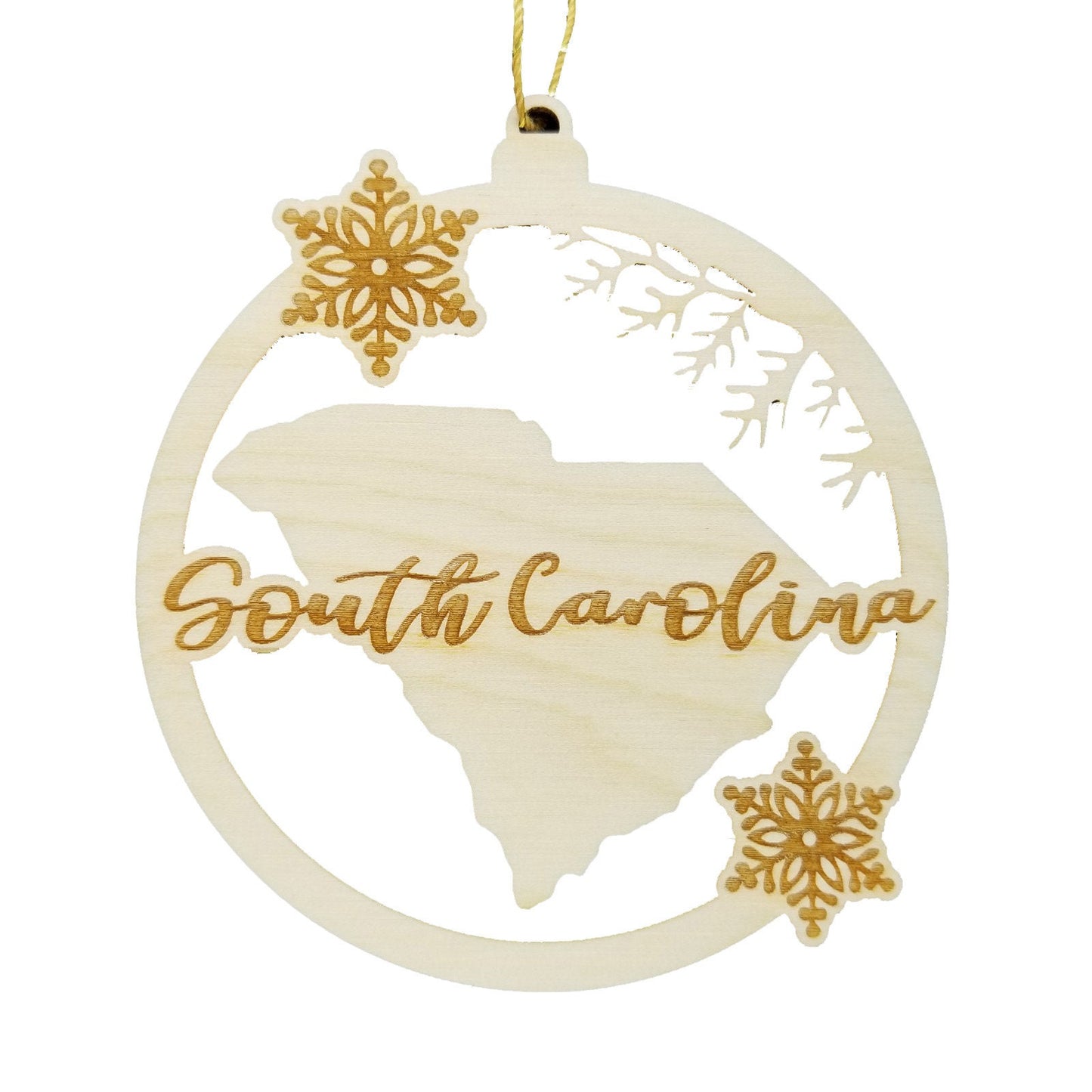 Wholesale South Carolina Ornament - State Shape with Snowflakes Cutout SC Souvenir