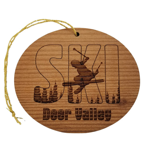 Wholesale Deer Valley Utah Ski Ornament - Handmade Wood UT Souvenir