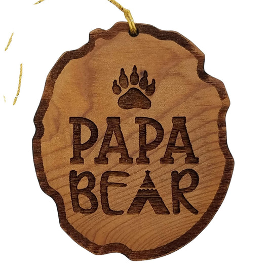 Papa Bear Christmas Ornament - Bear Paw Print - Wood - Dad Ornament - Papa Ornament