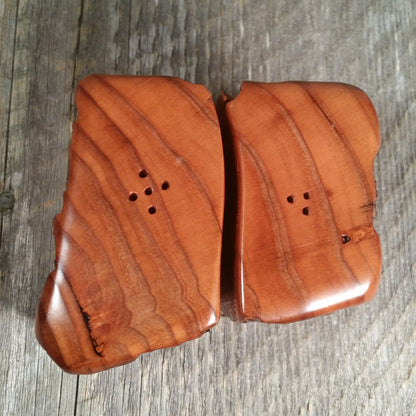 Redwood Rustic Salt and Pepper Shakers Set Handmade #M Lodge Cabin California Souvenir Man Cave Decor