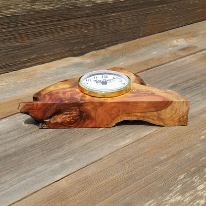 Wood Mantel Clock Handmade Redwood Desk Clock #D2018