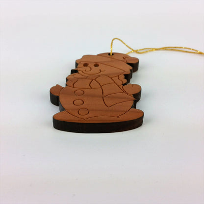 Snowman Christmas Ornament Handmade Wood - 1060L