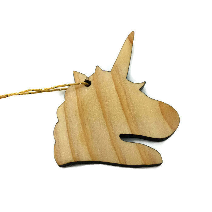 Unicorn Christmas Ornament California Redwood Handmade Wood Ornament Made in USA White Magical Fantasy