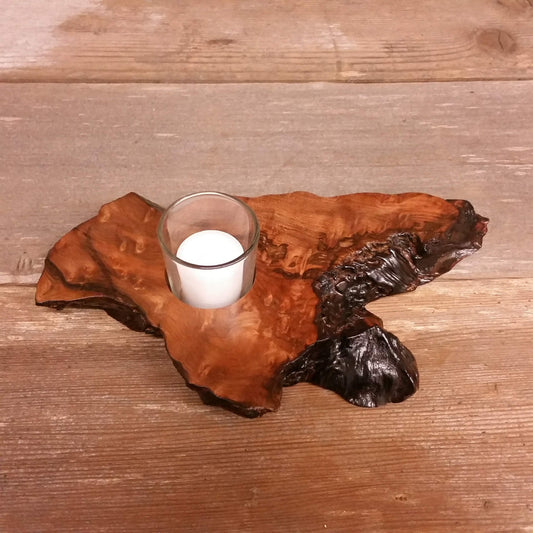 Wood Votive Candle Holder Rustic Decor Handmade Housewarming Gift #A1 California Redwood Single Candle