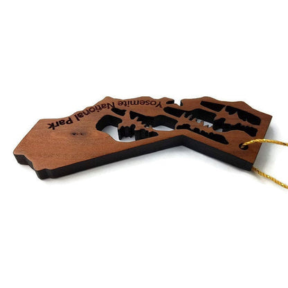 Yosemite National Park California State Shape Souvenir Christmas Ornament Laser Cut Handmade Wood Ornament Made in USA