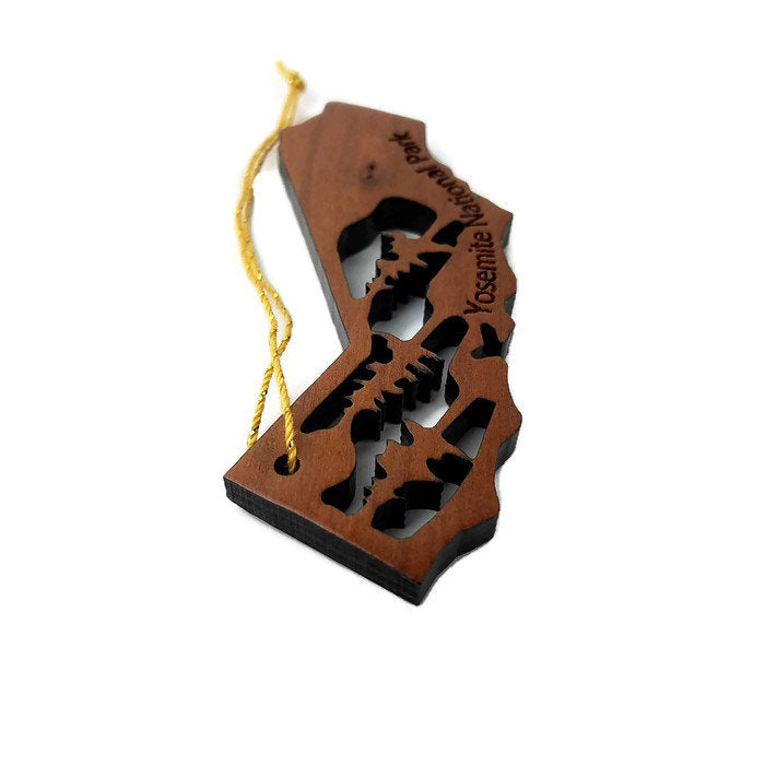 Yosemite National Park California State Shape Souvenir Christmas Ornament Laser Cut Handmade Wood Ornament Made in USA