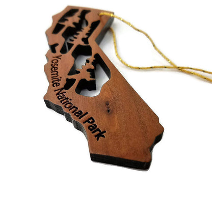 Yosemite National Park California State Shape Souvenir Christmas Ornament Laser Cut Handmade Wood Ornament Made in USA