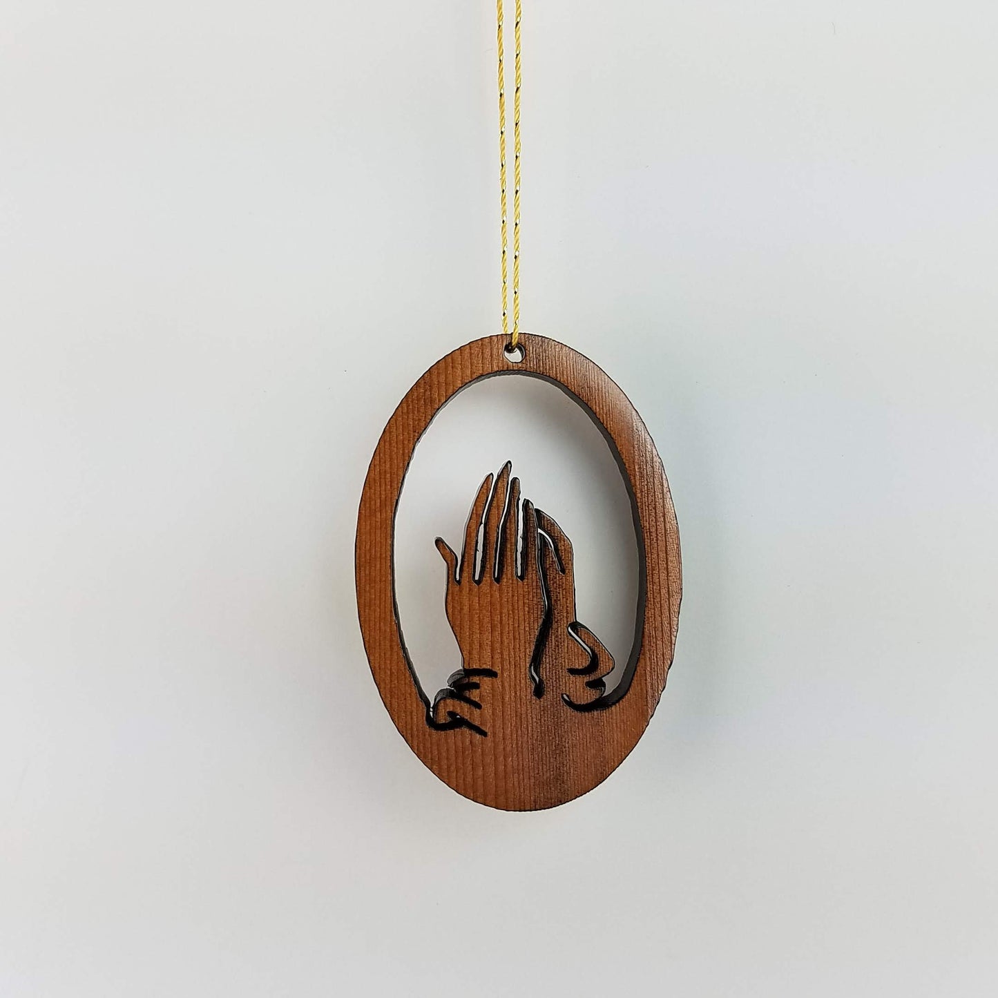 Praying Hands Christmas Ornament Wood Made in USA - 1062L