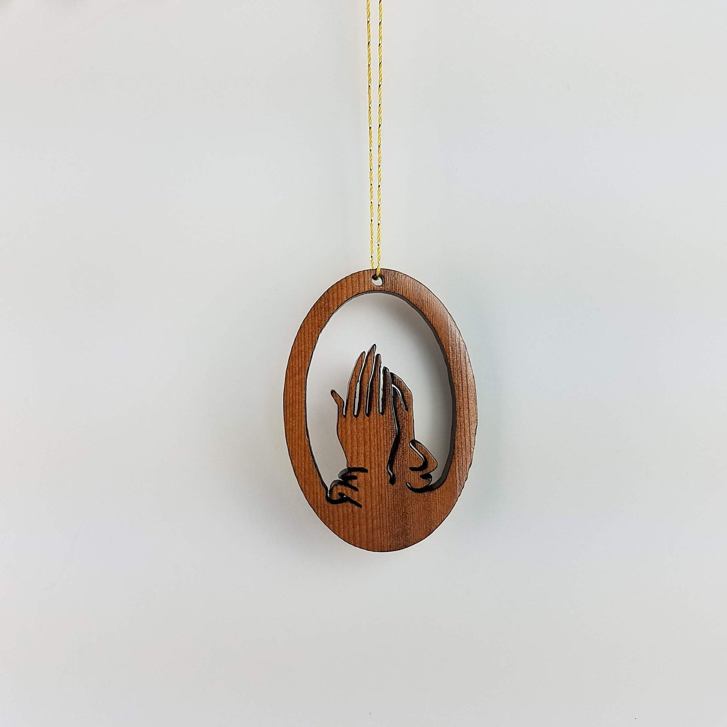 Praying Hands Christmas Ornament Wood Made in USA - 1062L