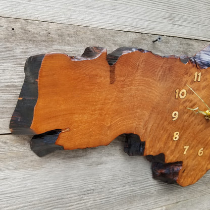 Redwood Clock Handmade Wall Hanging Rustic Live Edge #157