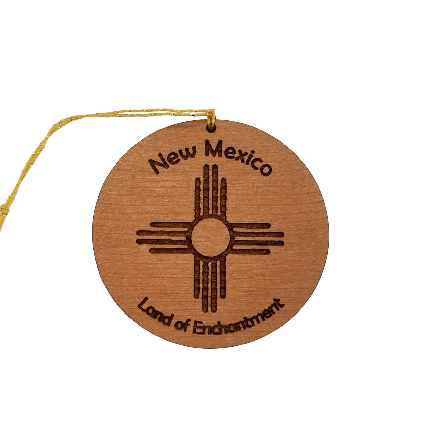 New Mexico Wood Christmas Ornament Land of Enchantment Flag Symbol Laser Cut Handmade Made in USA Housewarming Gift Souvenir Memento