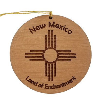 New Mexico Wood Christmas Ornament Land of Enchantment Flag Symbol Laser Cut Handmade Made in USA Housewarming Gift Souvenir Memento