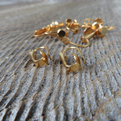 12 Pair Clip On Earring Findings with 5mm Pad - Gold Tone Ear Clip Jewelry Making - Earring Repair - Earring Parts - Lever Back