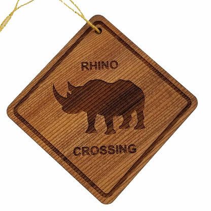 Wholesale Rhino Crossing Ornament - Rhinoceros Ornament - Wood Souvenir