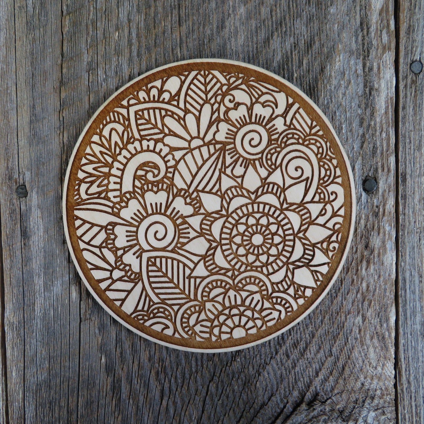 Color Your Own Wood Art - DIY - Wood Trivet Floral - Coloring Project - Craft Supply