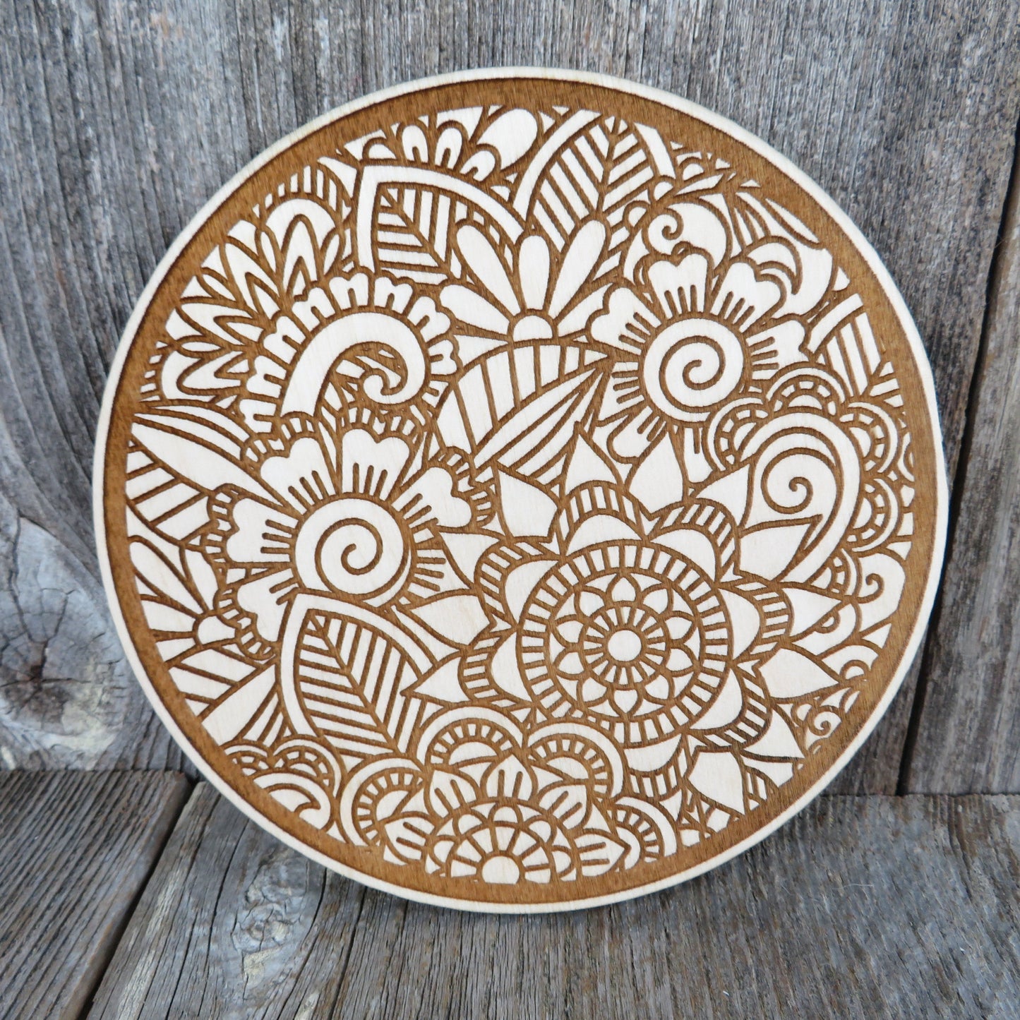 Color Your Own Wood Art - DIY - Wood Trivet Floral - Coloring Project - Craft Supply