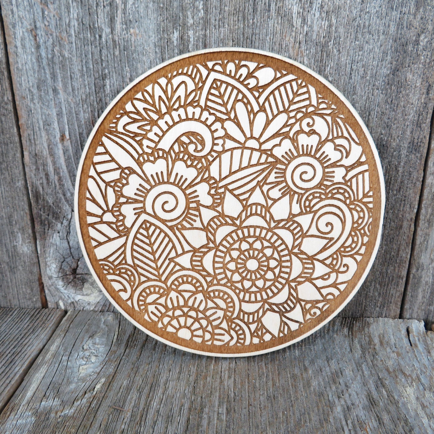 Color Your Own Wood Art - DIY - Wood Trivet Floral - Coloring Project - Craft Supply