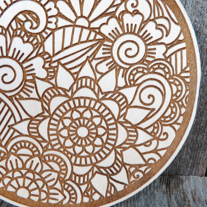 Color Your Own Wood Art - DIY - Wood Trivet Floral - Coloring Project - Craft Supply