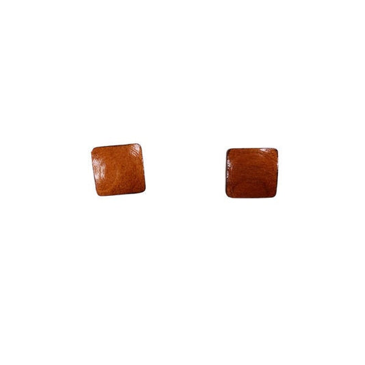 Redwood Earrings - Square Wood Earrings - California Redwood Stud Earrings