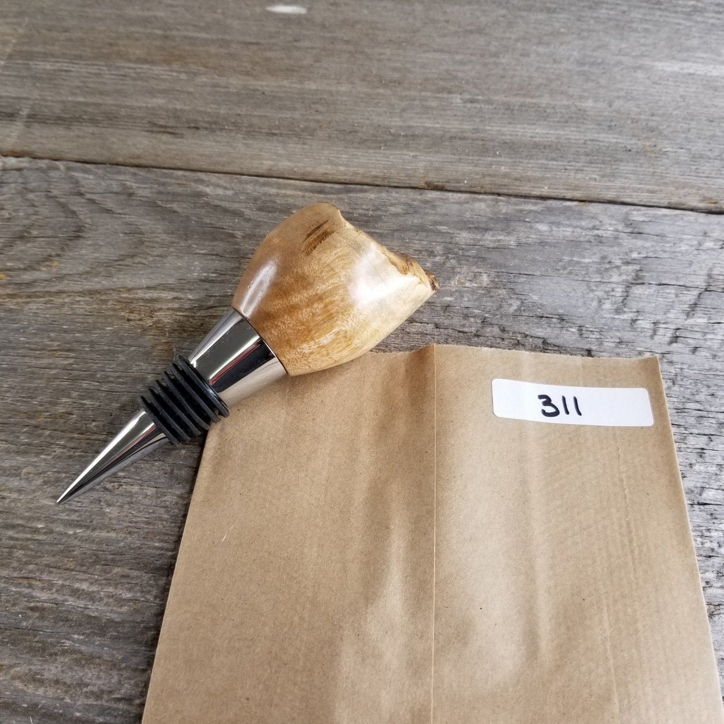 Wood Wine Stopper Maple Live Edge - Rustic - Engagement Gift - #311