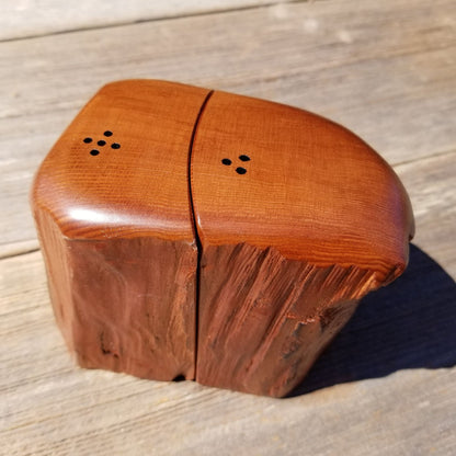 Salt and Pepper Shakers Set Rustic Wood Redwood Handmade #379 California Souvenir Holiday Gift Man Cave Cabin Lodge Decor