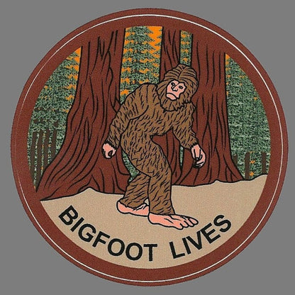 Bigfoot Decal – Bigfoot Sticker – Sasquatch Souvenir – Bigfoot Lives Travel Sticker 3" Circle Travel Gift Redwood Forest Grove Bigfoot Lover